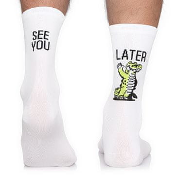 shumee Todo Cycling Pro Breathable Cycling Socks z napisom SEE YOU LATER Termoaktivne kolesarske nogavice Bele 39-42