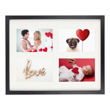 shumee Stenski fotookvir, večokvirni, galerijski kolaž, 28x35 cm. Za 4 fotografije, 10x15 cm. Črna, BD Art