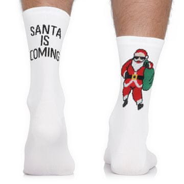 shumee Športne božične kolesarske nogavice Todo Cycling Pro z Božičkom PRIHAJA BOŽIČEK, kolesarske, cestno bele 35-38