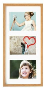 shumee Okvir za 3 fotografije, galerija, kolaž, več okvirjev 23x50 cm za 3 fotografije 13x18 hrast BD art