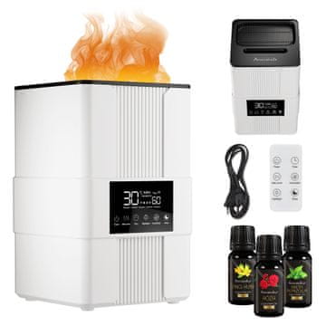 shumee Ultrazvočni difuzor 3,5 l z vlažilnikom + časovnikom + ognjenim učinkom