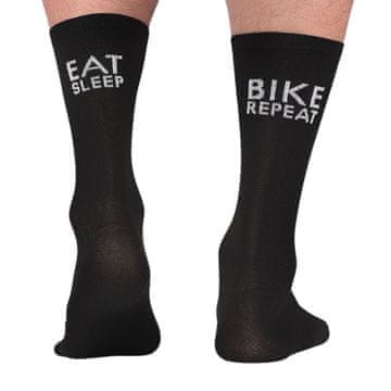 shumee Todo Cycling PRO kolesarske nogavice, Eat Sleep Bike Repeat, črne, cestne, gladke, termoaktivne črne 43-46