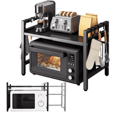 shumee STOJALO ZA MIKROVALOVNO PEČICO S KAVLJI ČRNEGA OBLIKOVALNEGA POLICA, NASTAVLJIVO [POLKAM3]
