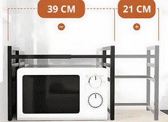 shumee STOJALO ZA MIKROVALOVNO PEČICO S KAVLJI ČRNEGA OBLIKOVALNEGA POLICA, NASTAVLJIVO [POLKAM3]