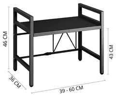 shumee STOJALO ZA MIKROVALOVNO PEČICO S KAVLJI ČRNEGA OBLIKOVALNEGA POLICA, NASTAVLJIVO [POLKAM3]