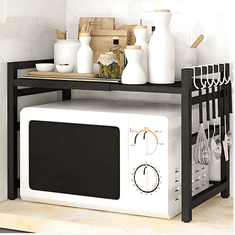 shumee STOJALO ZA MIKROVALOVNO PEČICO S KAVLJI ČRNEGA OBLIKOVALNEGA POLICA, NASTAVLJIVO [POLKAM3]