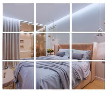 shumee Komplet 9 glamuroznih kvadratnih stenskih ogledal za pritrditev z umetniškimi našitki BD