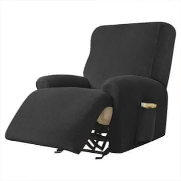 shumee Prevleka za fotelj RELAX z raztegljivim naslonom za noge (4 kosi), žamet, črna