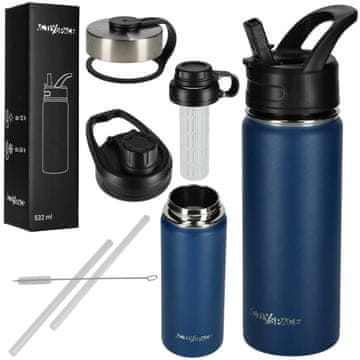 shumee Jeklena termo steklenica 532 ml - modra