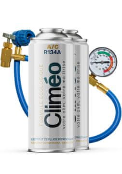 shumee Climeo 2x400ml + cev z manometrom - Ekološko hladilno sredstvo R134a/R12 | Neodvisen servis klimatskih naprav