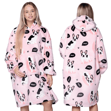 shumee ODEJICA Z MAJICO Velika topla debela ODEJICA Z MAJICO 2v1 XXL BULDOGS Furry [KB-W9]