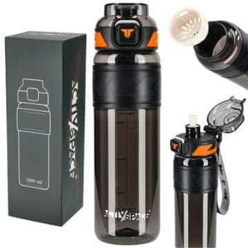 shumee Steklenica za vodo Tritan 1000ml z merilno skodelico - črna