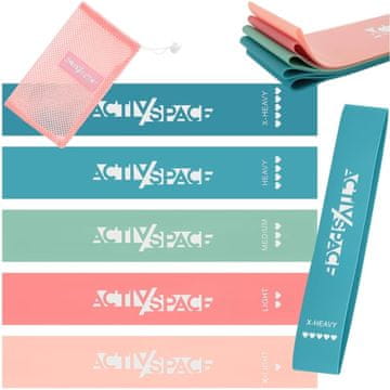 shumee Set 5 upornih trakov za vaje, mini lateks trakovi, roza + GRATIS