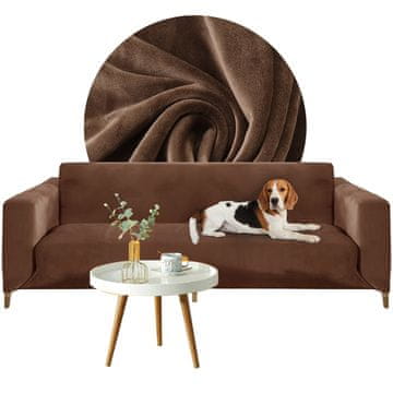 shumee PREVLEKA ZA KAVČ za 4 osebe, kavč z raztegljivim ležiščem, RJAV ŽAMET