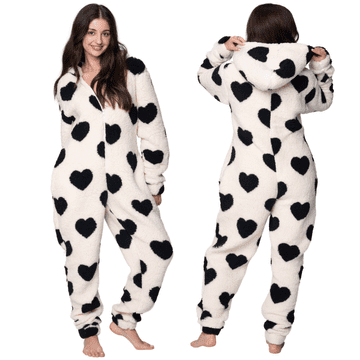 shumee Kigurumi kostum ONESIE PIŽAMA BLACK HEARTS [ONESIE1]