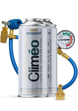 shumee Climeo 2x400ml + cev z manometrom + adapter - Ekološko hladilno sredstvo R1234yf | Neodvisen servis klimatskih naprav