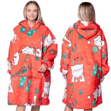 shumee ODEJICA Z MAJICO Velika topla debela ODEJICA Z MAJICO 2v1 XXL MAČKE Krznene [KB-W12]