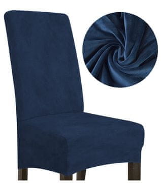 shumee PREVLEKA ZA STOL DEBEL TEMNO MODER ŽAMET velikost L VELIKO VISOK HRBTNI NASLONJALO 70 cm