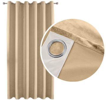 shumee 90 % DEBEL ŽAMETNI ZAVESI NA OBROČKIH Z LUČKAMI, BEŽ 140x250