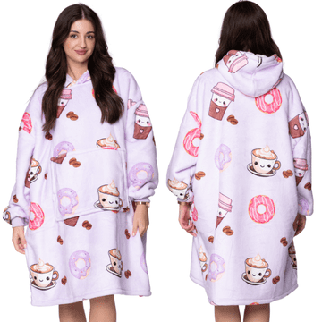 shumee ODEJICA Z MAJICO Velika topla debela ODEJICA Z MAJICO 2v1 XXL KAVA IN KROFI Krhka [KB-W28]