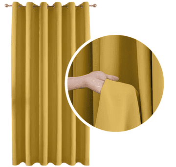 shumee 90 % DEBELOST ZATEMNILNE zavese z obroči in tesnili, MEDENO-GORČIČNO RUMENA, 140x250