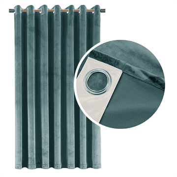 shumee 90 % DEBEL ŽAMETNI ZAVESI Z OKVIRJI HLADNO MODRA 140x250