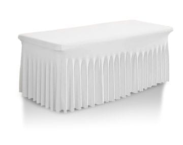 shumee PREVLEKA za banketno mizo BELA OBLIKOVNA OBLOGA z naborki 180x76 cm