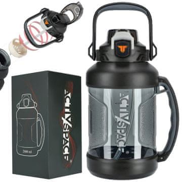 shumee Športna steklenica za fitnes 2l - črna