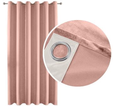 shumee 90 % DEBEL ŽAMETNI ZAVESI Z OBROČKI IN OKVIRJI, PRAHNO ROZA 140x250