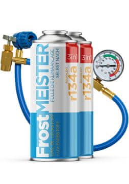 shumee FROSTMEISTER 3v1 400ml - 2x pločevinka R134a + cev z manometrom KOMPLET ZA SAMOPOMOČ ZA KLIMATSKO NAPRAVO