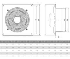 AKVAVENT aRok 200, Visokozmogljiv stenski industrijski aksialni ventilator 200 mm