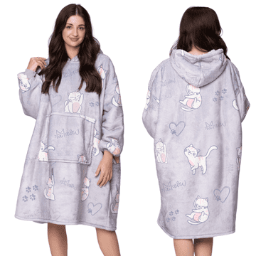 shumee ODEJICA Z MAJICO Velika topla debela ODEJICA Z MAJICO 2v1 XXL MAČKE Krznena [KB-W33]