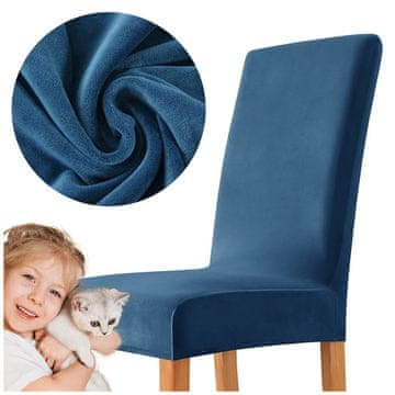 shumee ŽAMETNA plišasta prevleka za stol TEMNO MODRA