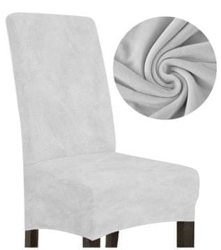 shumee PREVLEKA ZA STOL DEBEL ŽAMET SVETLO SIVA velikost L VELIKO VISOK HRBTNI NASLONJALO 70 cm