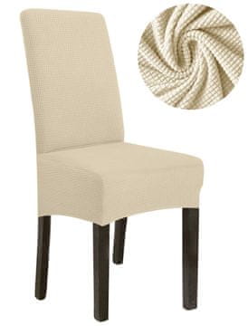 shumee PREVLEKA ZA STOL DEBEL ŽAKARD KREM velikost L VELIKO VISOK HRBTNI NASLONJALO 70 cm