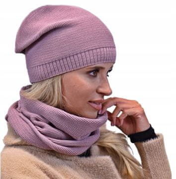 shumee Eleganten ženski komplet s kapo in cevastim šalom v barvi Heather B1