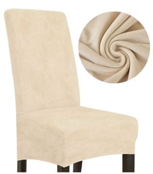 shumee PREVLEKA ZA STOL DEBELO KREM BEŽ ŽAMET velikost L VELIKO VISOKO NASLONJE 70 cm