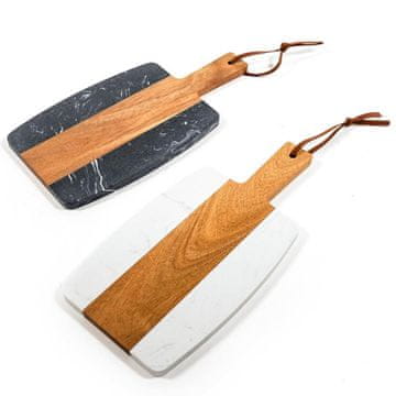 Mhome Deska za rezanje z ročajem 38x19xh1,3cm / pravokotna / več barv / marmor, les