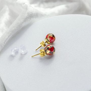 Lampglas Uhani v barvi zlata Vermilion Nude s 24-karatnim zlatom v biserih Lampglas ENM2/AG/POZ-PU