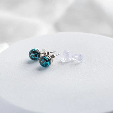 Lampglas Uhani Cobalt Nude s srebrom ENM3/AG/RHO-PU