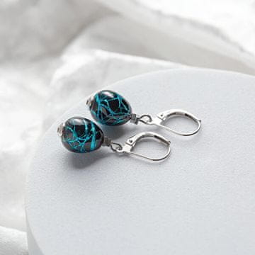 Lampglas Uhani Cobalt Nude s srebrom ENM3/AG/RHO