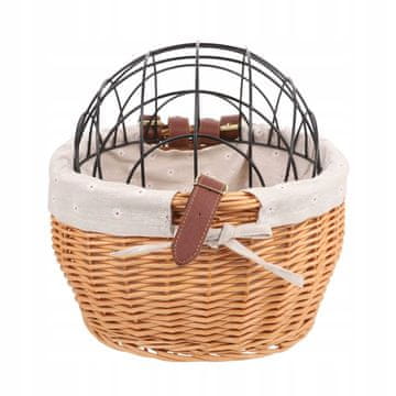 Korbi Pleteni sprednji kolesarski koš za psa ali mačko – zaklepni transporter za krmilo