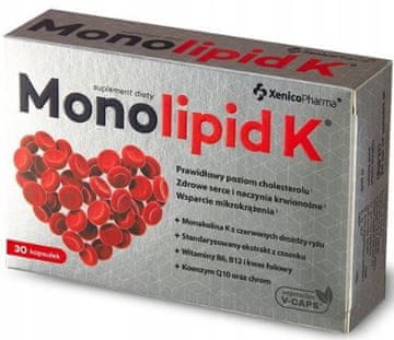 shumee MONOLIPID K za holesterol v krvi, 30 kapsul.