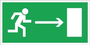 shumee Evakuacijski znak "Smer do evakuacijske poti, izhod desno" FS - samolepilna folija