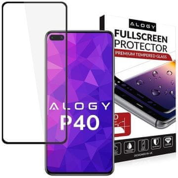 shumee Zaščitno steklo Alogy Full Glue za Huawei P40 črno