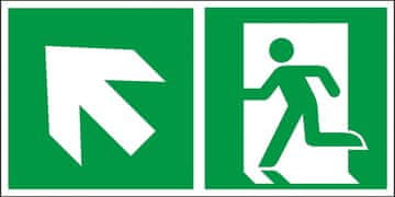 shumee Tabla za izhod v sili "Smer za izhod levo in navzgor (za vrati)" PT - PVC tabla