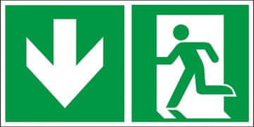 shumee Znak za izhod v sili "Smer za izhod navzdol (za vrati) levo"