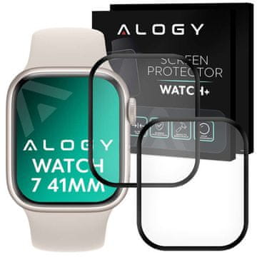 shumee 2x Alogy fleksibilno 3D steklo za Apple Watch 7 41 mm črno