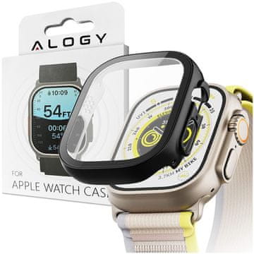 shumee Zaščitni ovitek Alogy Protector Case 2-v-1 s steklom za Apple Watch Ultra 49 mm črne barve