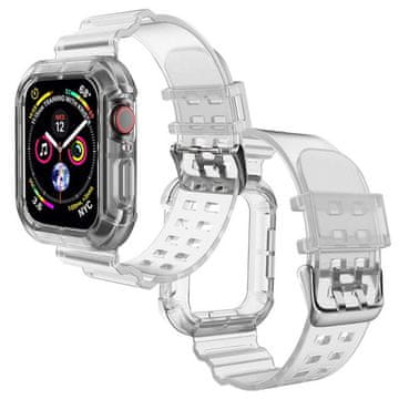 shumee Silikonska športna zapestnica z etuijem za Apple Watch 1 2 3 38 mm prozorna